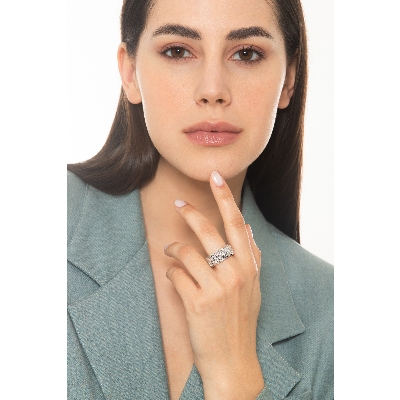 Diamond Band Ring for Women 750 White Gold 