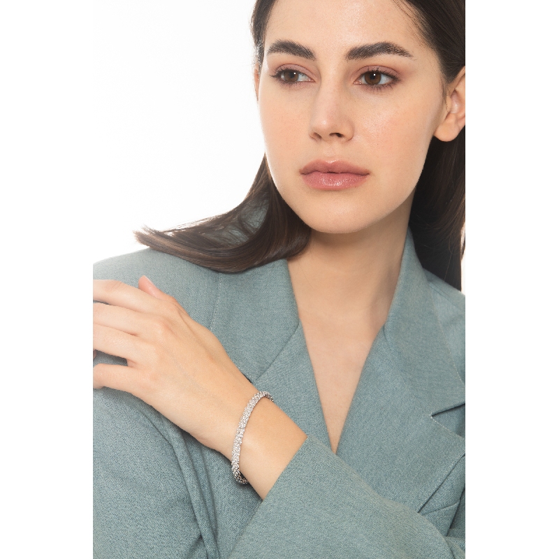 Bracciale rigido oro bianco 18k e diamanti