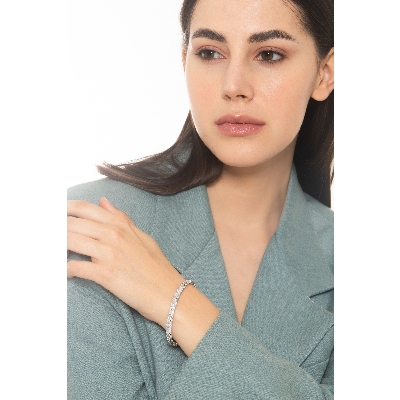 Bracciale rigido oro bianco 18k e diamanti