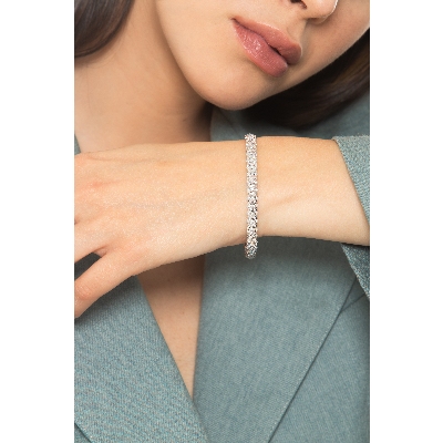 Bracciale rigido oro bianco 18k e diamanti