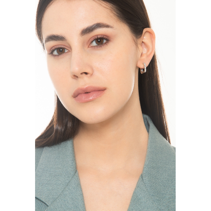 Square Diamond Earrings 750 White Gold