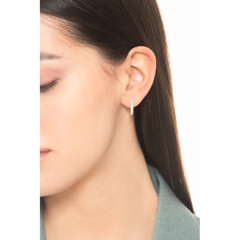 Square Diamond Earrings 750 White Gold