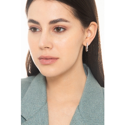 Oval Hoop Diamond Earrings 750 White Gold