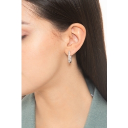 Oval Hoop Diamond Earrings 750 White Gold 2