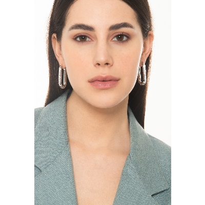 Orecchini ovali allungati diamanti oro bianco 18k