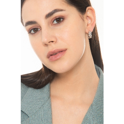 White Gold Diamond Hoop Earrings 