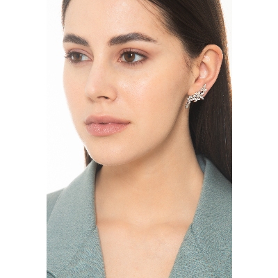 White gold 18k drop earrings with diamonds 