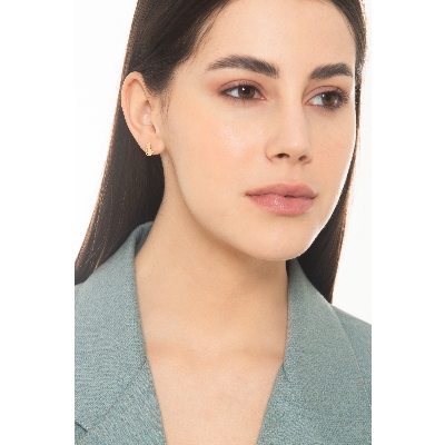 18k yellow gold earrings with glossy cats