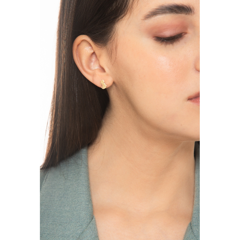 18k yellow gold earrings with glossy cats