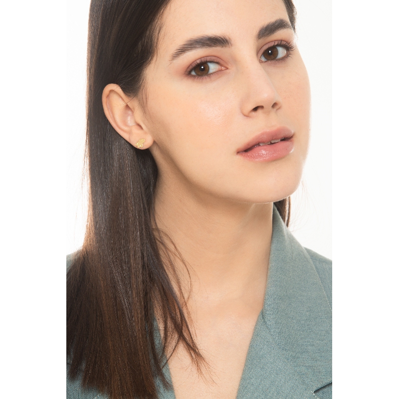 18k yellow gold earrings with glossy dogs