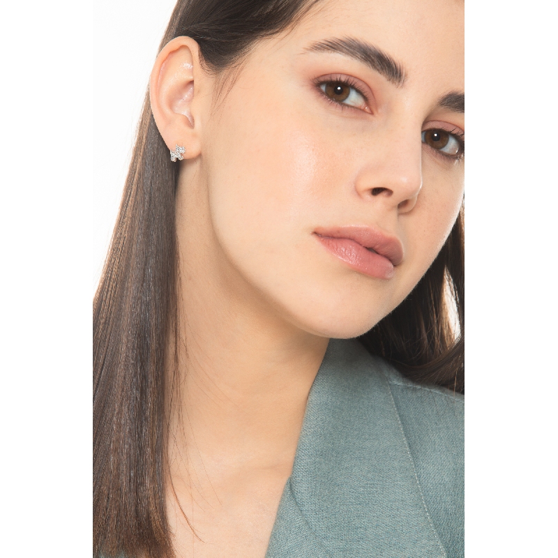 18k white gold earrings with Fox Terrier in zircons