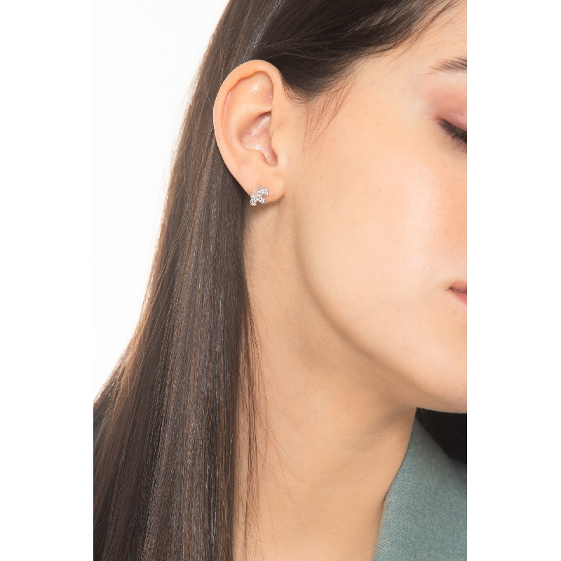 18k white gold earrings with Fox Terrier in zircons