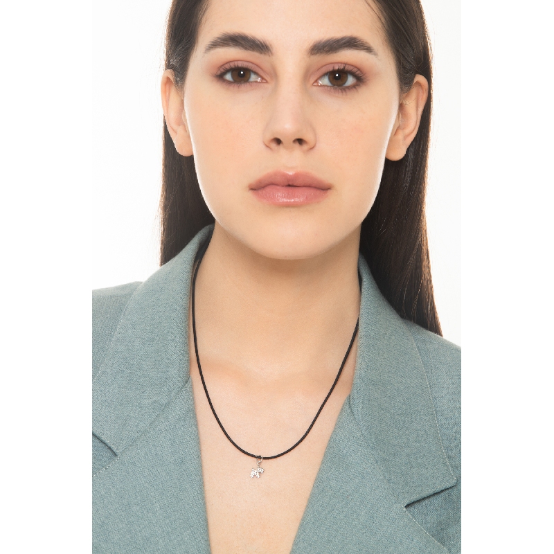 Charm in white gold 18k with fox terrier in zircons