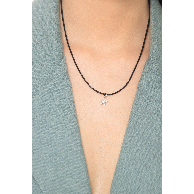 Charm in white gold 18k with fox terrier in zircons