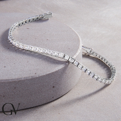 Bracciale Tennis in oro Bianco 18k con Diamanti, larghezza circa 2.60 mm