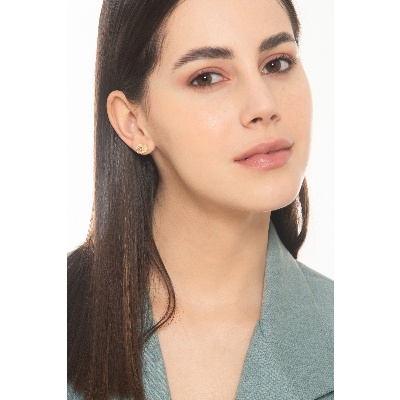 18k yellow gold earrings with heart and paw