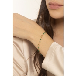 18k yellow gold bracelet with charms and green stones 2