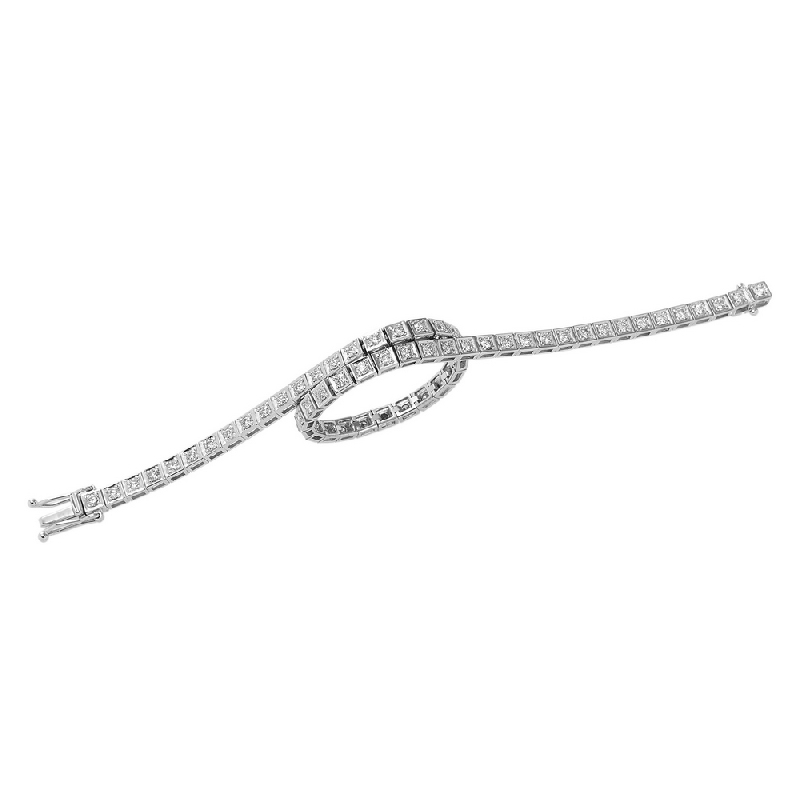 Bracciale Tennis quadro in oro Bianco 18k con Diamanti