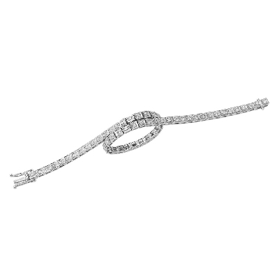 Bracciale Tennis quadro in oro Bianco 18k con Diamanti
