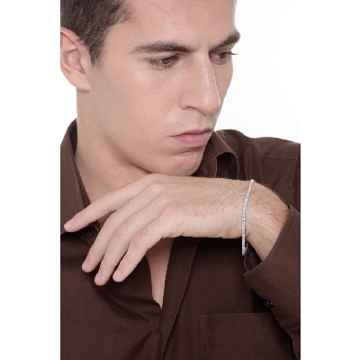 Bracciale Tennis quadro in oro Bianco 18k con Diamanti