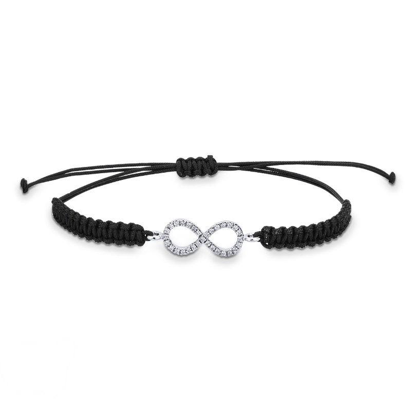 BRACCIALE uomo CON INFINITO IN BRIL, TESSUTO NERO, SIMILE A NBRA3663BB-T