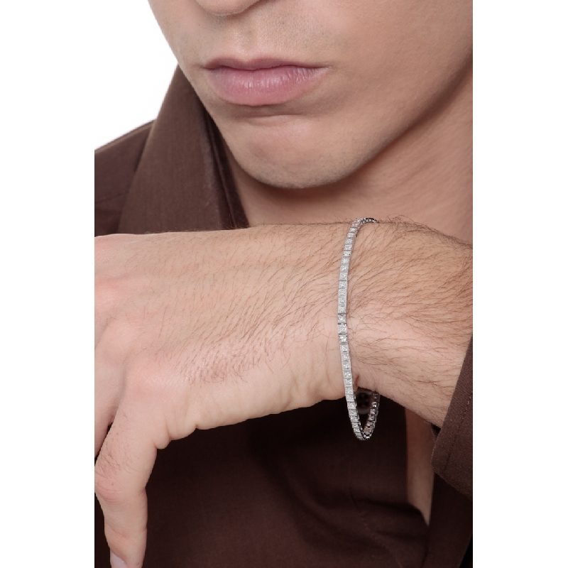 Bracciale Tennis quadro in oro Bianco 18k con Diamanti