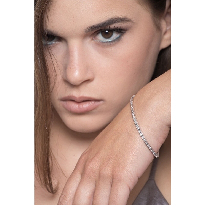 Bracciale Tennis quadro in oro Bianco 18k con Diamanti