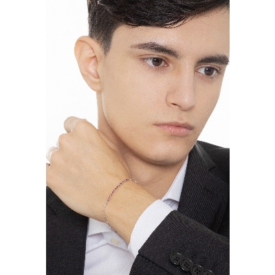 Bracciale in oro bianco 18k con barretta in rubini, Uomo