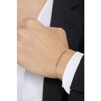 Bracciale in oro bianco 18k con barretta in rubini, Uomo