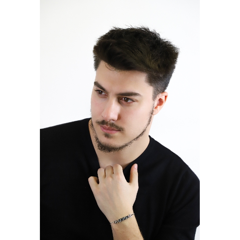 Bracciale in oro bianco 18k  con Diamanti Neri e Bianchi, Uomo