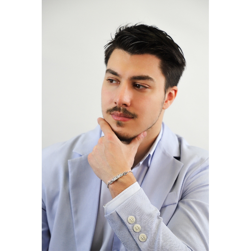 Bracciale in oro bianco 18k  con diamanti, Uomo