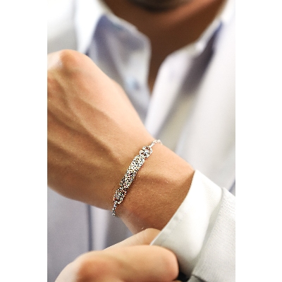 Bracciale in oro bianco 18k  con diamanti, Uomo