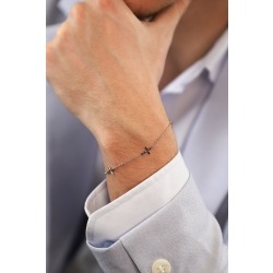 Bracciale in oro Bianco 18k con croci in Diamanti neri, Uomo 2
