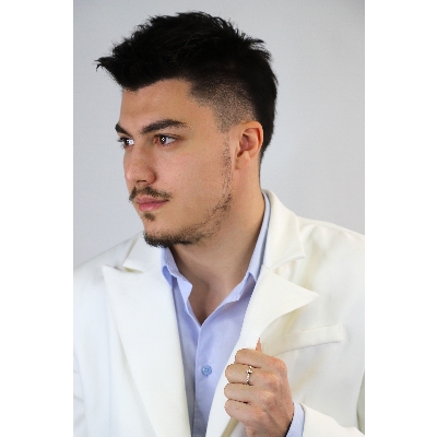 Anello in Oro Bianco 18k con inserto a croce e Diamanti neri e bianchi, Uomo