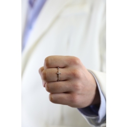 Anello in Oro Bianco 18k con inserto a croce e Diamanti neri e bianchi, Uomo 2