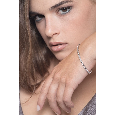 Bracciale Tennis in oro Bianco 18k con diamanti, Larghezza maglia 3,3 mm