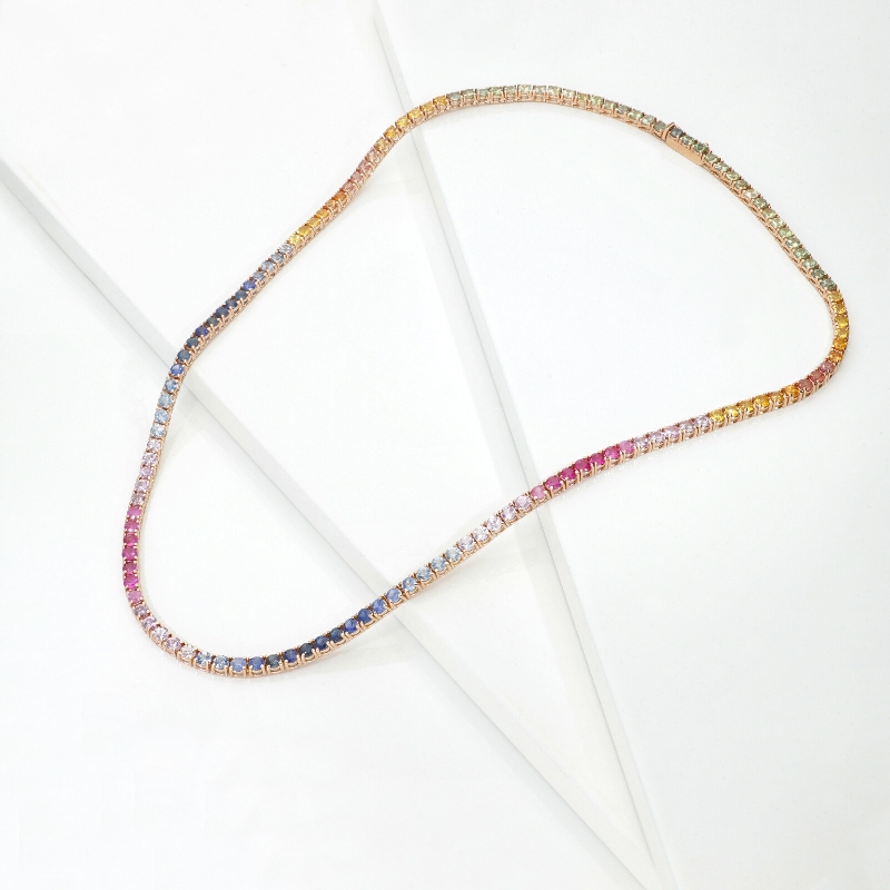 Collana Tennis con Zaffiro Rainbow Donna Uomo