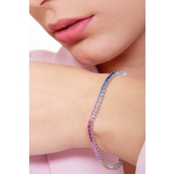 Tennis Bracciale con Zaffiri Rainbow in Oro Bianco 18K 2