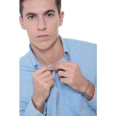 Tennis bracelet in 18k white gold with emeralds