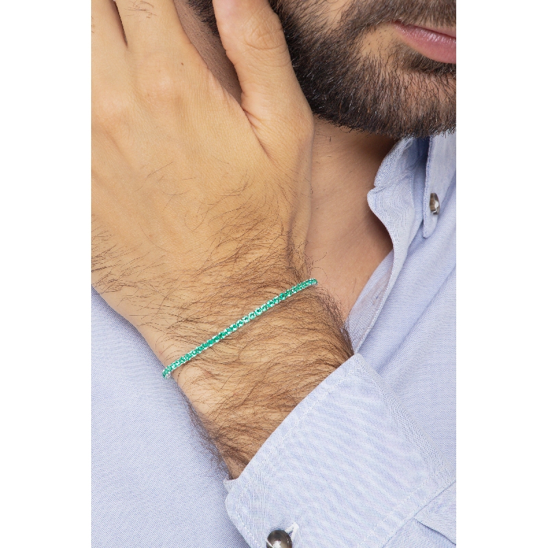 Square daw tennis bracelet with emeralds