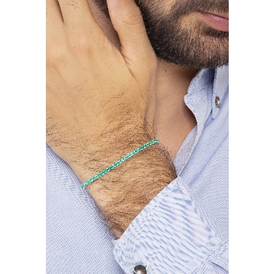 Square daw tennis bracelet with emeralds