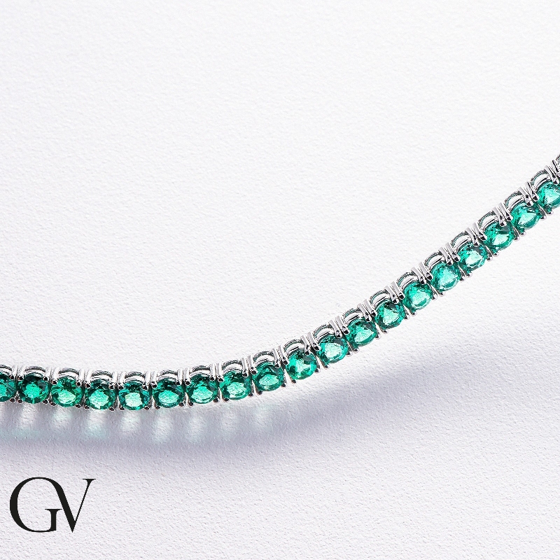 Bracciale Tennis in oro Bianco 18k con Smeraldi