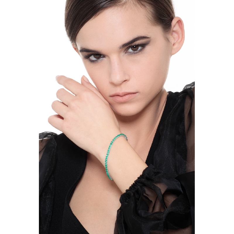 Bracciale Tennis in oro Bianco 18k con Smeraldi