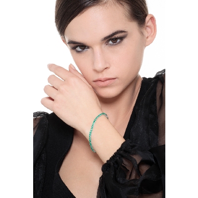 Bracciale Tennis in oro Bianco 18k con Smeraldi