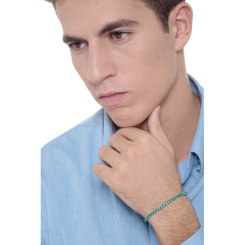 Bracciale Tennis in oro Bianco 18k con Smeraldi ct 5,42