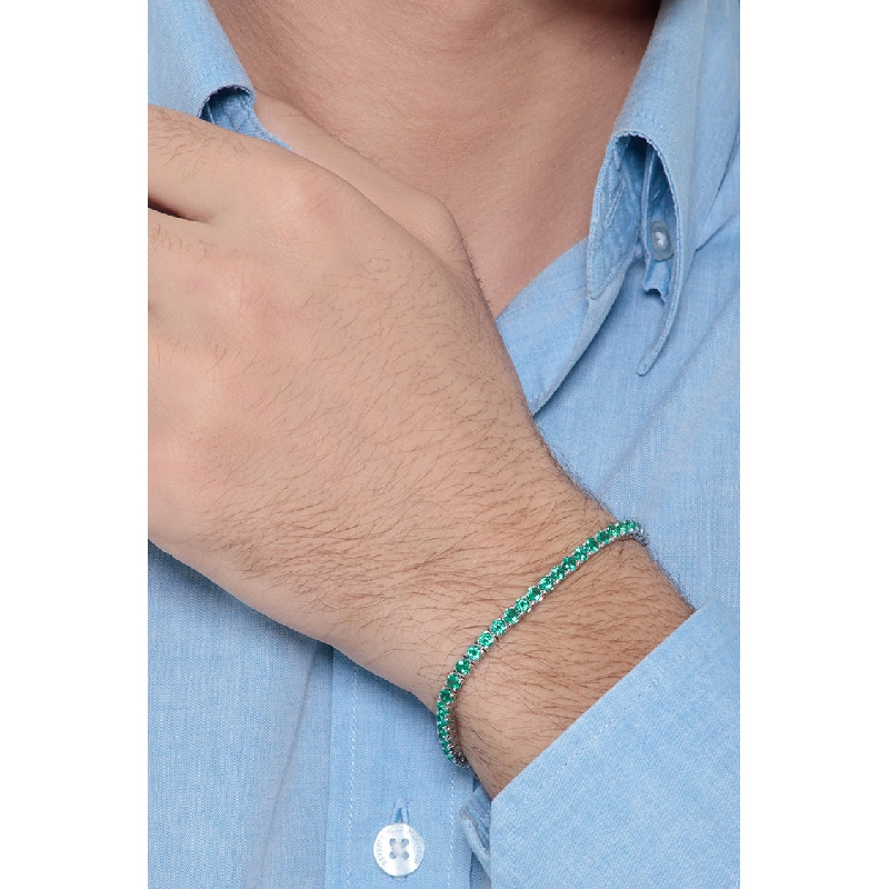 Bracciale Tennis in oro Bianco 18k con Smeraldi ct 5,42