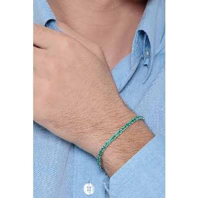 Bracciale Tennis in oro Bianco 18k con Smeraldi ct 5,42