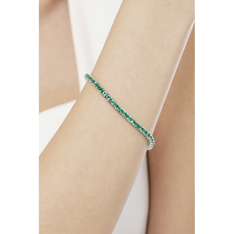 Bracciale Tennis in oro Bianco 18k con Smeraldi ct 5,42