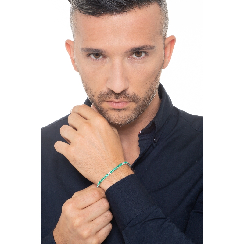 TENNIS GRIFF QUADRO. SMERALDI/BRILL BIANCHI  LARGH.3.50MM CIRCA. 7+1 VED.MISURE