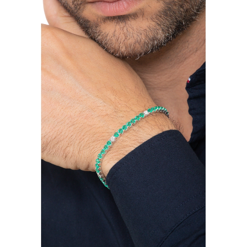 TENNIS GRIFF QUADRO. SMERALDI/BRILL BIANCHI  LARGH.3.50MM CIRCA. 7+1 VED.MISURE